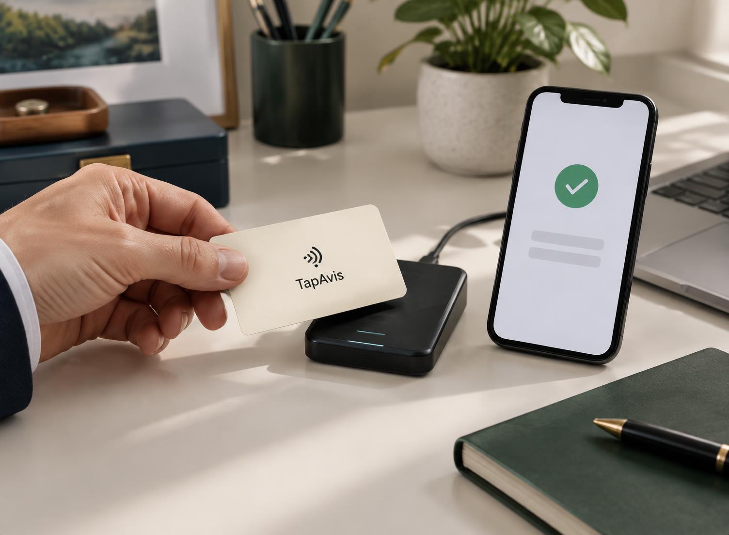 Contrôle et vérification d’une carte NFC Tap Review avant sa remise